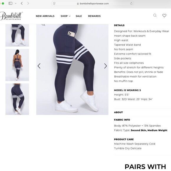 NWT BOMBSHELL SPORTSWEAR Perform Thigh High Leggings “Twilight Blue” Small - Picture 8 of 8